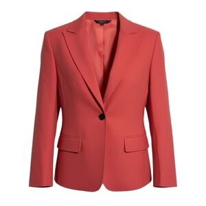 Talbots NWT Cherry Blossom Pink 1 Button Wool Blend Notch Collar Stretch Blazer